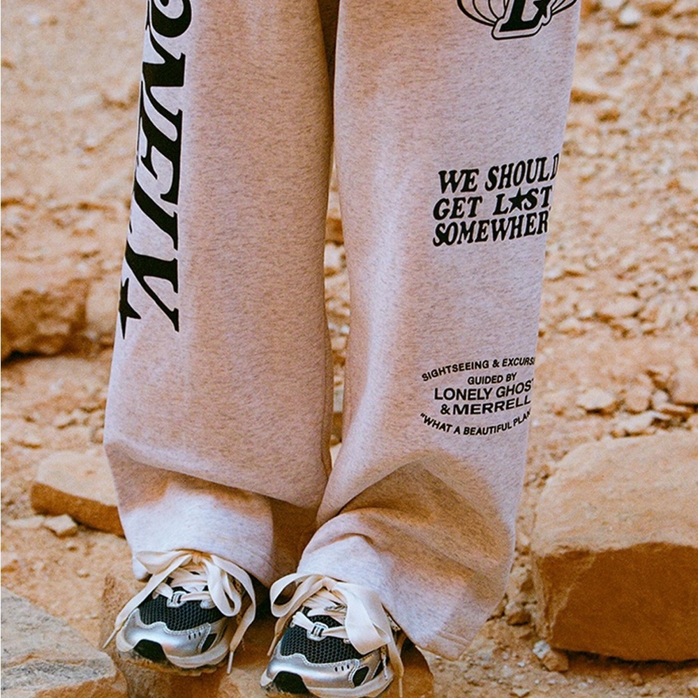LONELY GHOST x MERREL Gray Wide Leg sweatpants